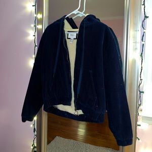 Forever 21 blue ribbed coat with a fuzzy material on the inside, Size M